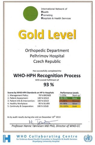 Ortopedické oddělení Gold level